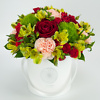 White flower box Red & Green