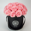 Preserved roses in a black box