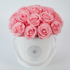 Preserved roses in a white box