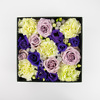 Flower box with violet eustoma. Flower delivery in Vilnius Beatričės Gėlių Namai