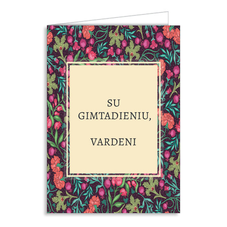 Atvirukas gimtadieniui "Su gimtadieniu Vardeni"