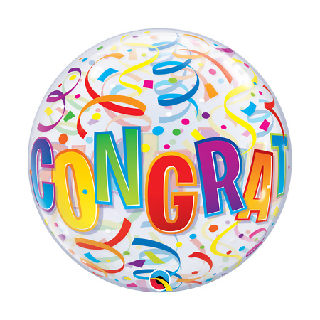 Skaidrus bubble balionas "Congratulations"