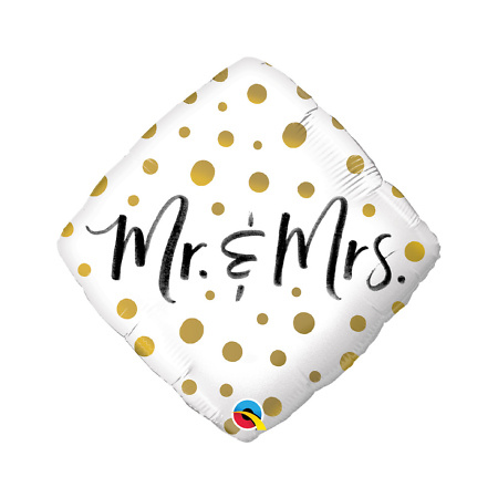 Mr. & Mrs. Gold Dots Foil Helium Balloon