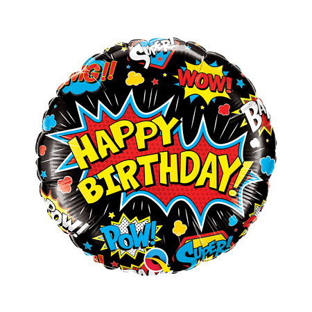 Фольгированный шар "Birthday Super Hero Black"